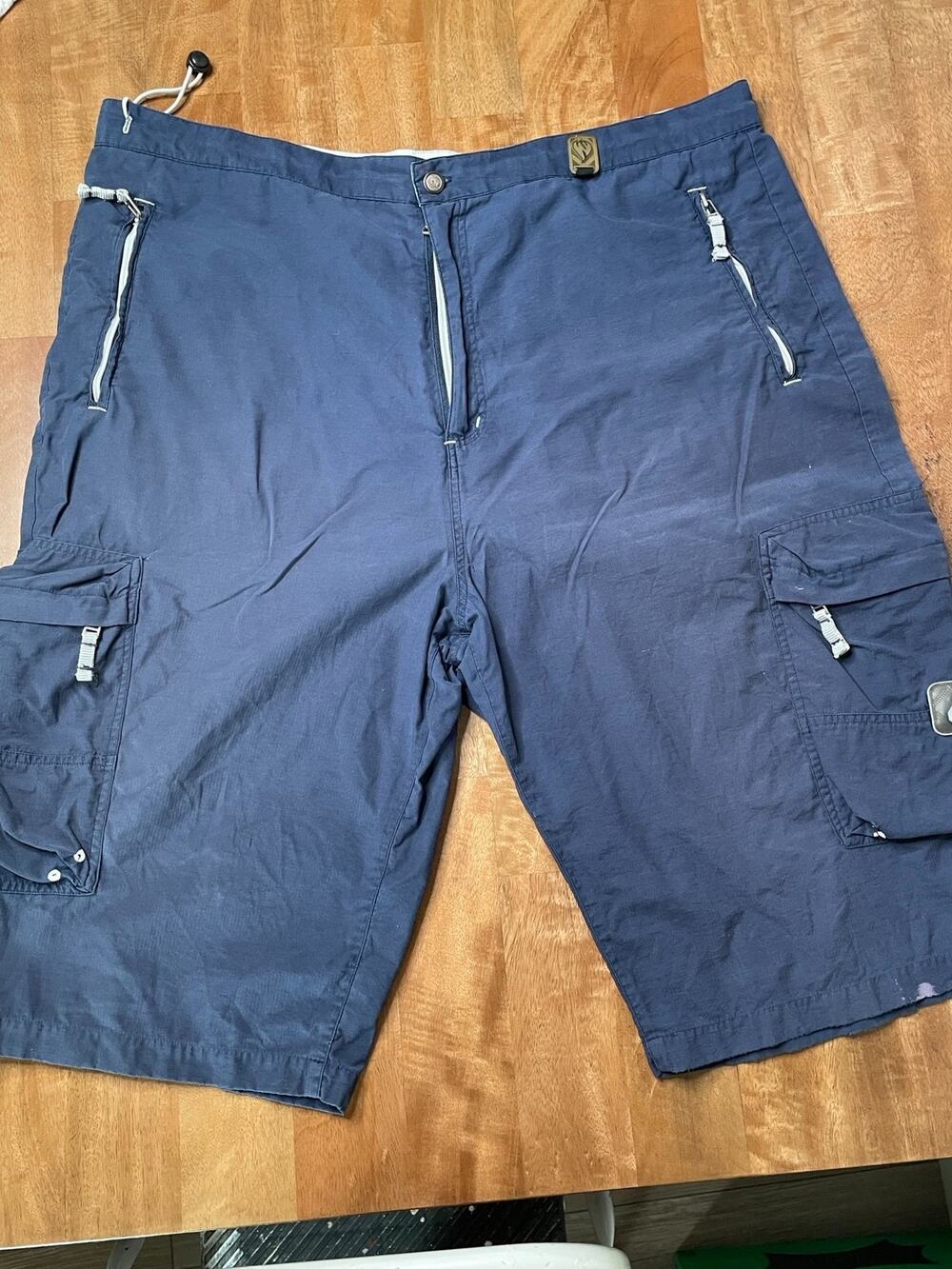 Johnny Blaze Mens XL Navy Cargo Shorts Zip Off Convertible Y2K Hip Hop Streetwea